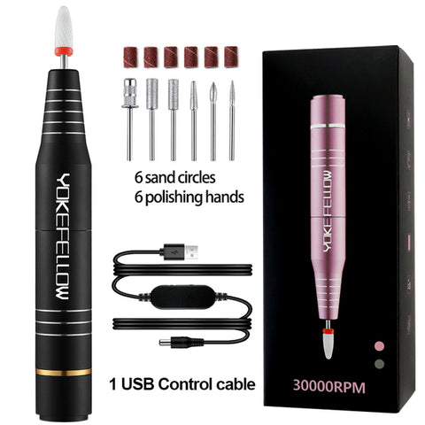 Electric Nail Drill 30000RPM Manicure Machine Set Milling Polishing Beginner Professional